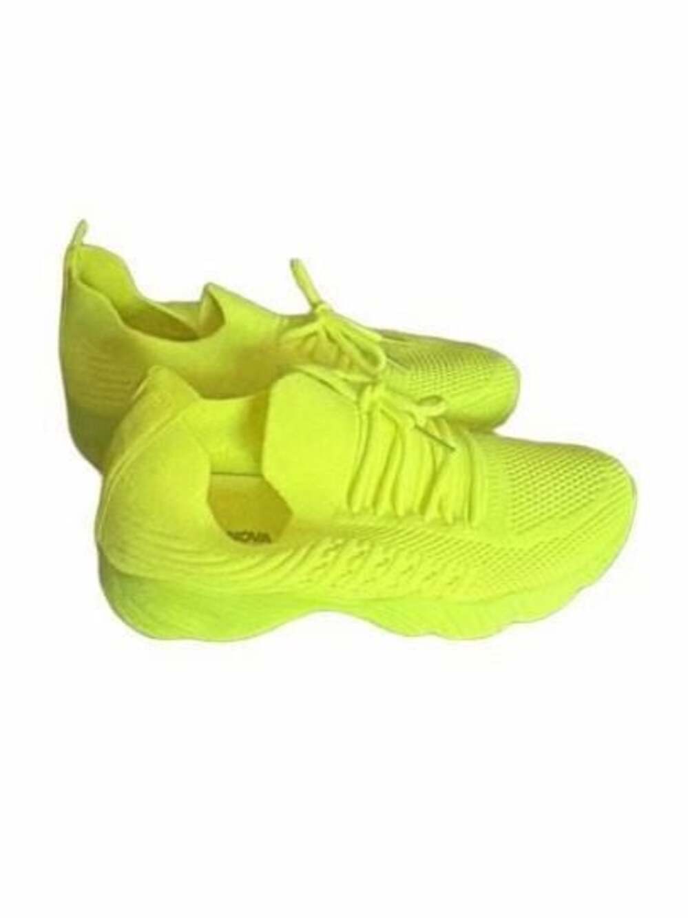 Fashion Nova Neon Yellow Chunky Knit Lace-Up Athletic Sneakers